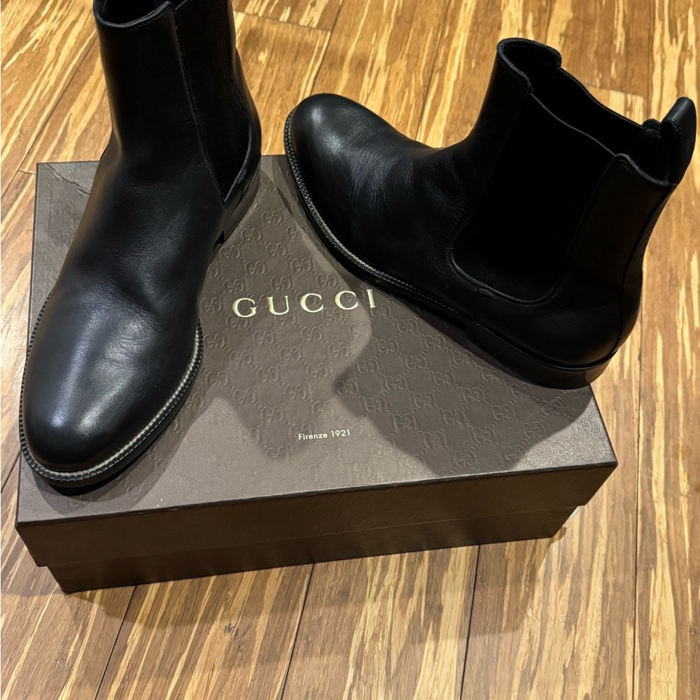 Gucci Black Leather Men's Boots